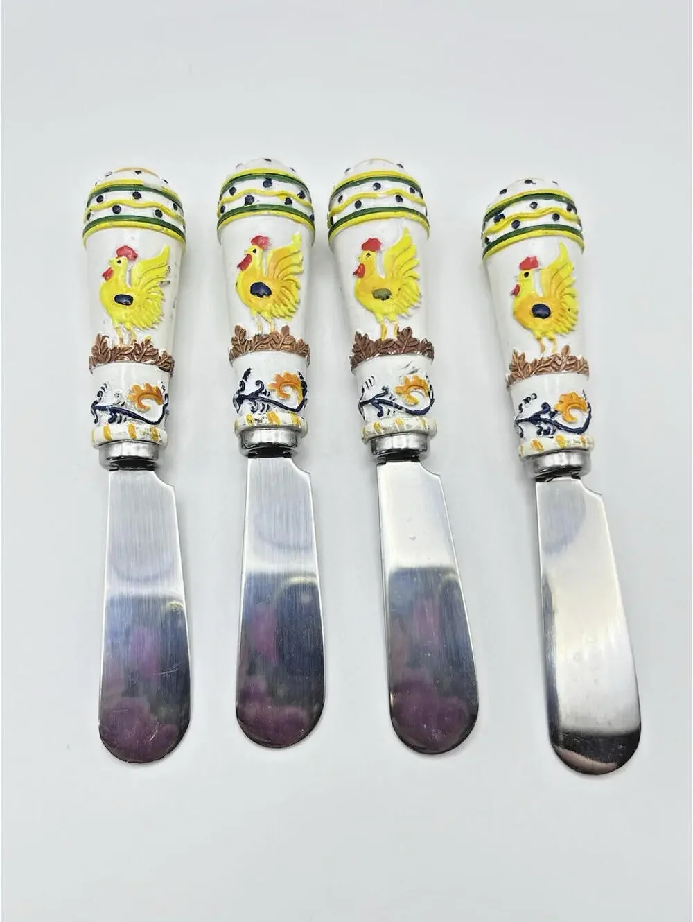 Farmhouse Rooster Cheese Spreaders 4 pcs Stainless Steel